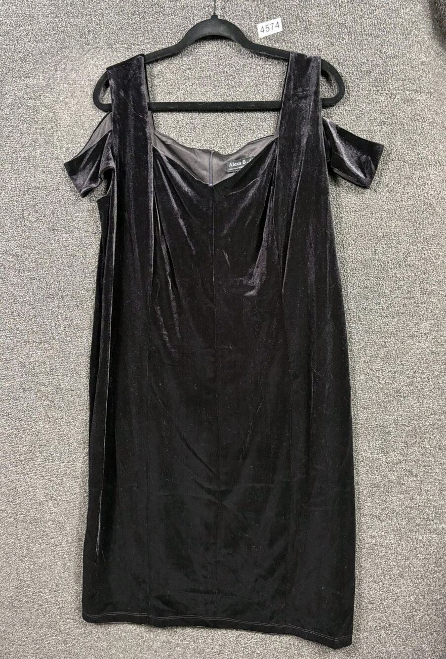 Alexa B Nites Halter Mermaid Dress Womens Size 18W Black Velour Sleeveless
